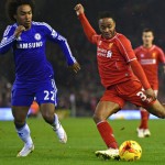 Liverpool's Raheem Sterling and Chelsea's Willian