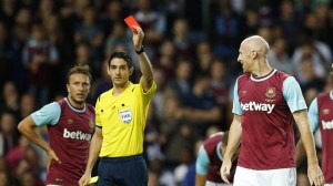 James Collins sent off